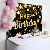 Aperturee - Aperturee Golden Bokeh Vibe Lights Happy Birthday Backdrop